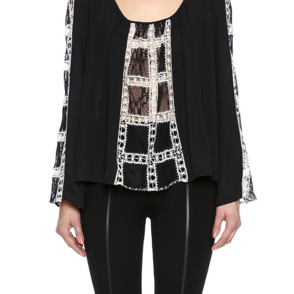 ELIZABETH AND James BLACK CROCHET TOP Size XS - Picture 1 of 10
